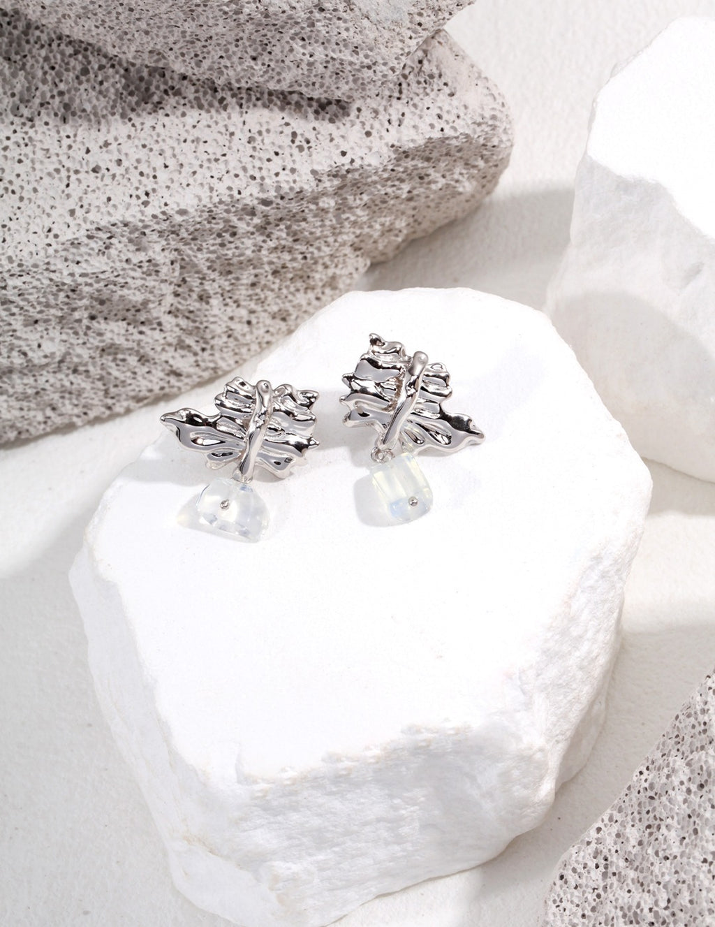 925 Sterling Silver Opal Earrings - Silver