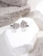 925 Sterling Silver Opal Earrings - Silver