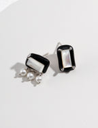 925 Sterling Silver Vintage Mother of Pearl and Shell Pearl Earrings - Silver