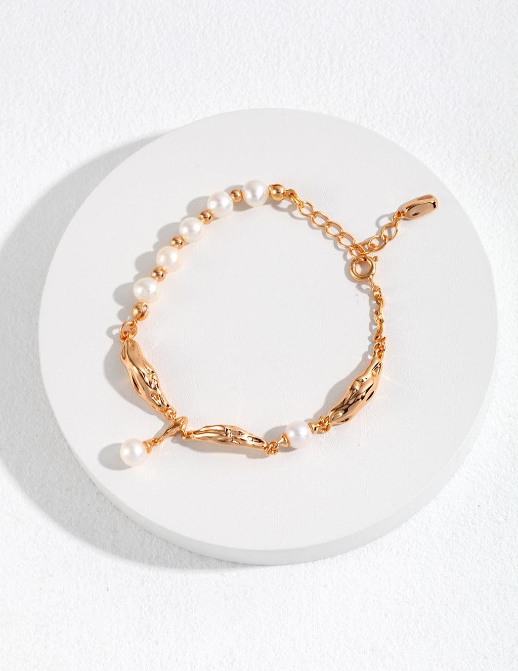 925 Sterling Silver Scarf Natural Pearl Bracelet - Silver