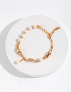 925 Sterling Silver Scarf Natural Pearl Bracelet - Silver