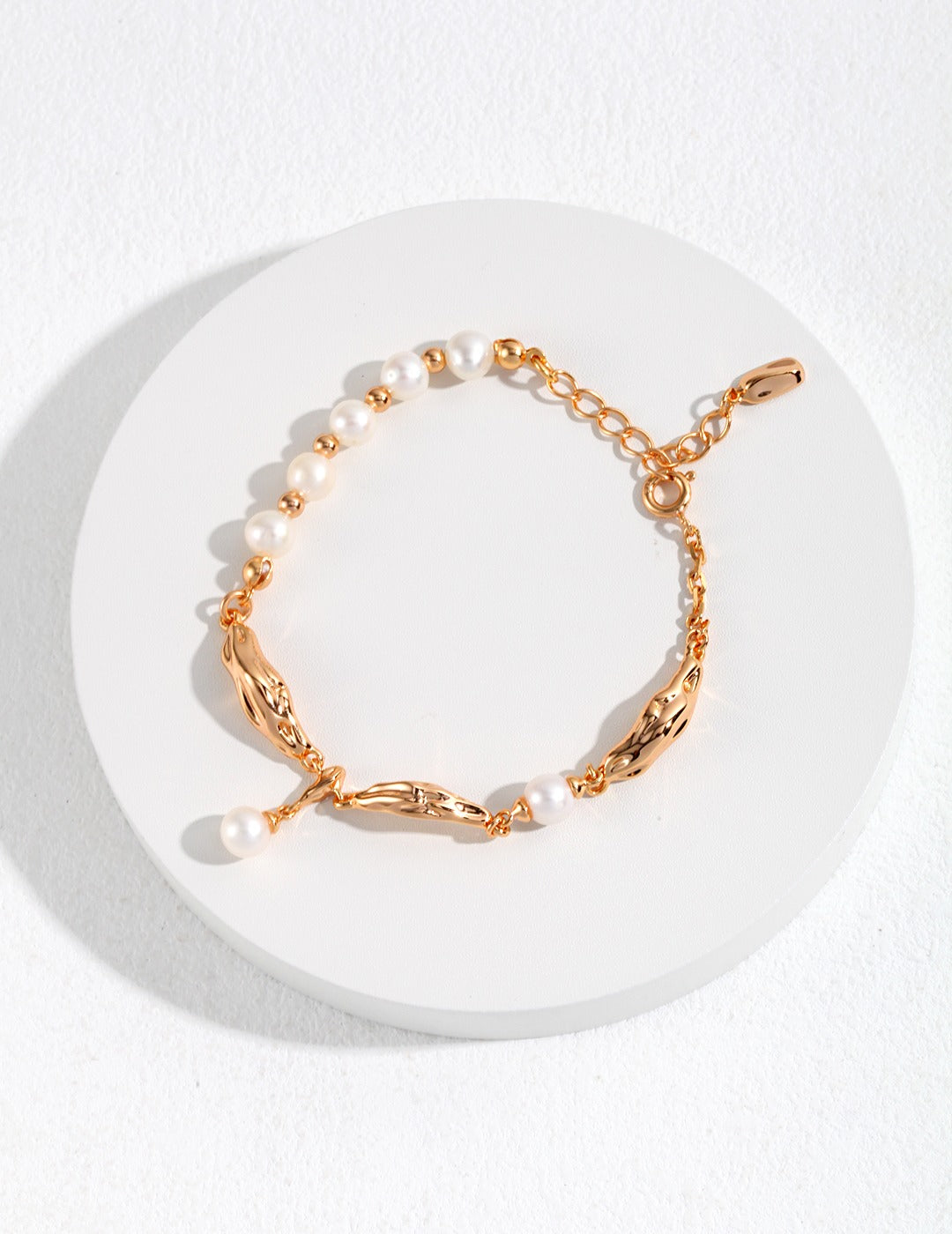 925 Sterling Silver Scarf Natural Pearl Bracelet - Silver
