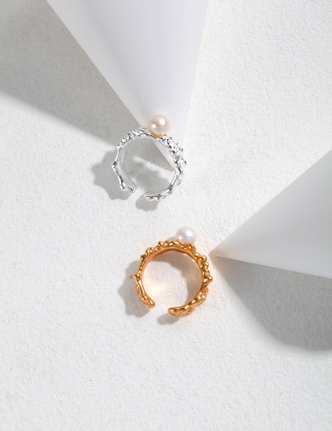 925 Sterling Silver Floral Natural Pearl Ring - Silver
