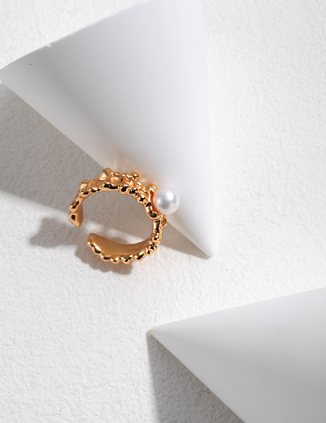 925 Sterling Silver Floral Natural Pearl Ring - Silver