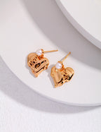 925 Sterling Silver Heart Natural Pearl Earrings - Silver