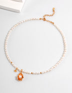 925 Sterling Silver Natural Pearl Necklace - Silver
