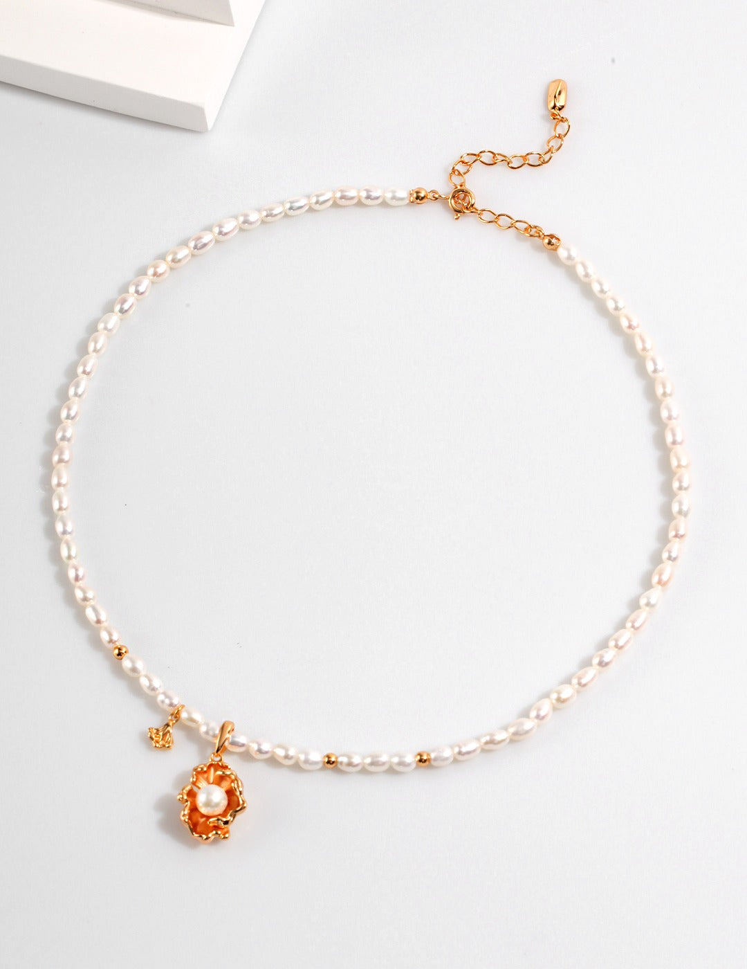 925 Sterling Silver Natural Pearl Necklace - Silver