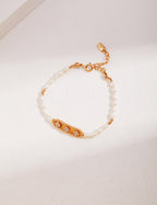 925 Sterling Silver Natural Pearl and Cubic Zirconia Bracelet - Silver