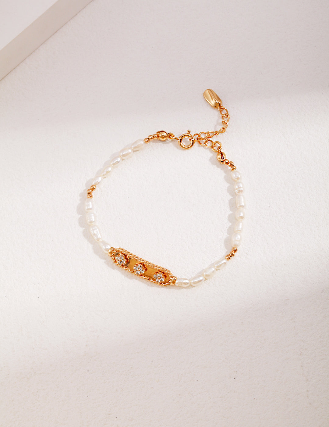 925 Sterling Silver Natural Pearl and Cubic Zirconia Bracelet - Silver