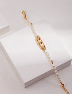 925 Sterling Silver Natural Pearl and Cubic Zirconia Bracelet - Silver