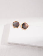925 Sterling Silver 黑贝壳 Earrings - Silver