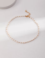 925 Sterling Silver Natural Pearl Necklace - Silver