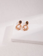 925 Sterling Silver Tiger’s Eye and Natural Pearl Earrings - Silver