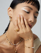 925 Sterling Silver Tiger’s Eye and Natural Pearl Bracelet - Silver