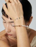 925 Sterling Silver Tiger’s Eye and Natural Pearl Bracelet - Silver