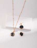 925 Sterling Silver Fluid Black Agate Necklace - Silver