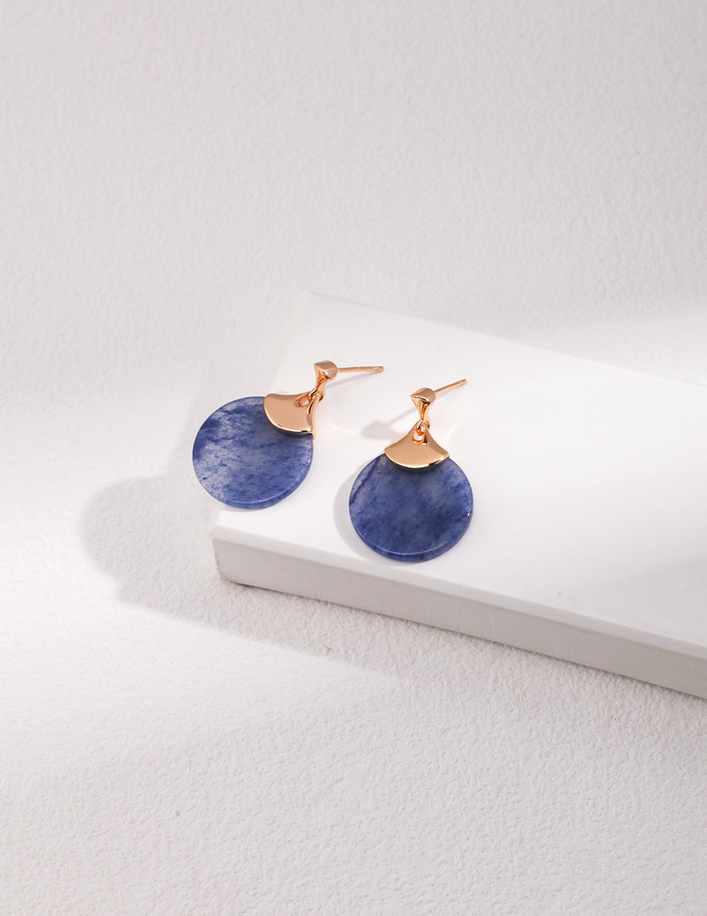 925 Sterling Silver Floral Blue Aventurine Earrings - Silver