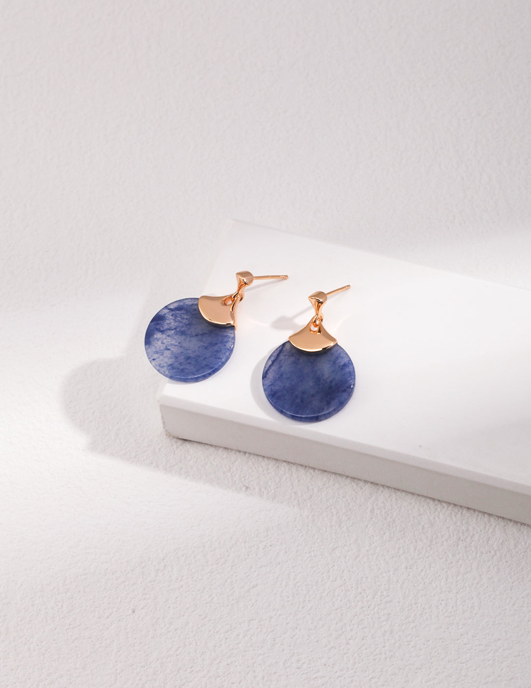 925 Sterling Silver Floral Blue Aventurine Earrings - Silver
