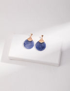 925 Sterling Silver Floral Blue Aventurine Earrings - Silver