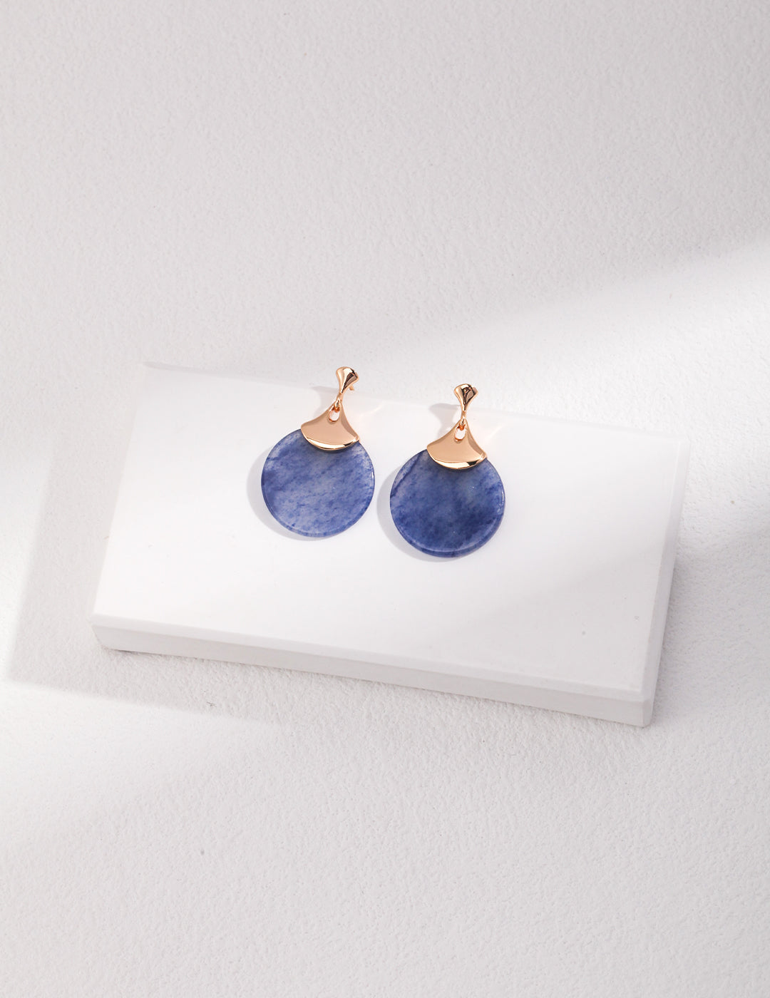 925 Sterling Silver Floral Blue Aventurine Earrings - Silver