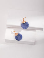 925 Sterling Silver Floral Blue Aventurine Earrings - Silver