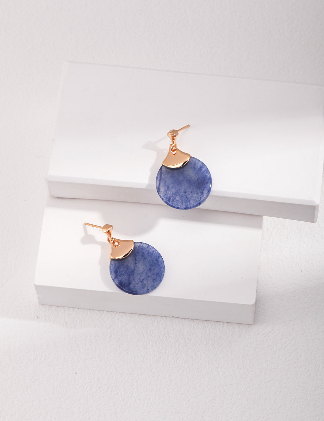 925 Sterling Silver Floral Blue Aventurine Earrings - Silver
