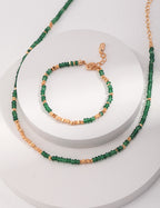 925 Sterling Silver Synthetic Emerald Bracelet - Silver