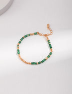 925 Sterling Silver Synthetic Emerald Bracelet - Silver
