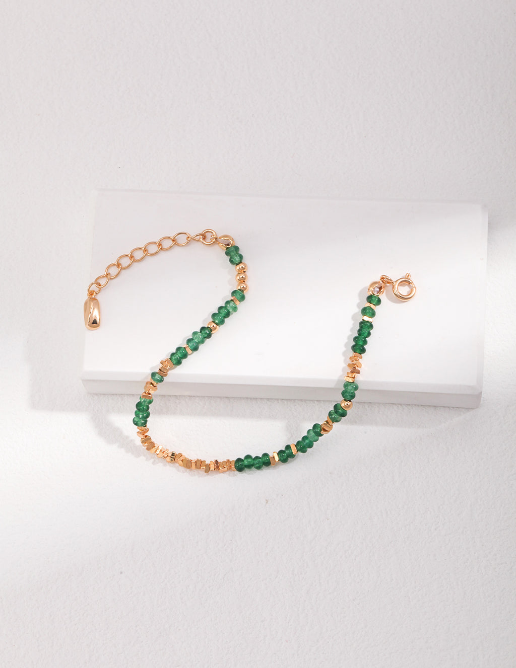 925 Sterling Silver Synthetic Emerald Bracelet - Silver