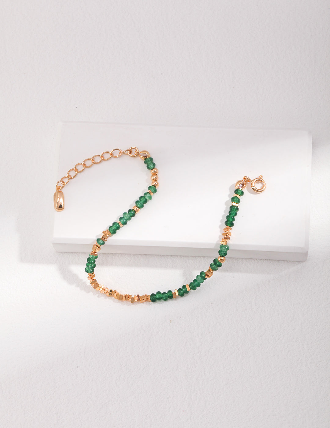 925 Sterling Silver Synthetic Emerald Bracelet - Silver