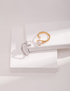 925 Sterling Silver Natural Pearl and Cubic Zirconia Ring - Silver