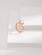 925 Sterling Silver Natural Pearl and Cubic Zirconia Ring - Silver