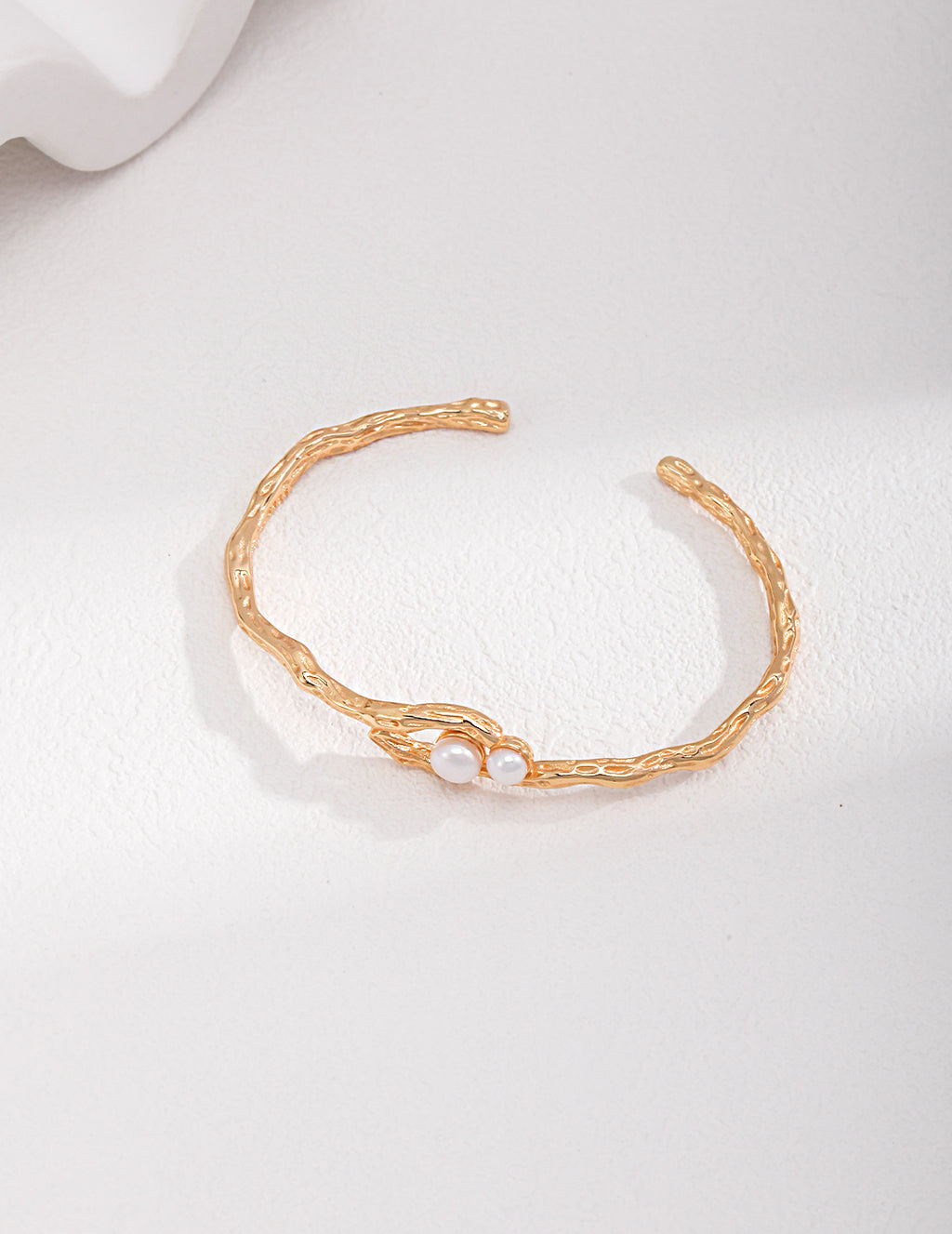 925 Sterling Silver Natural Pearl Bangle - Silver