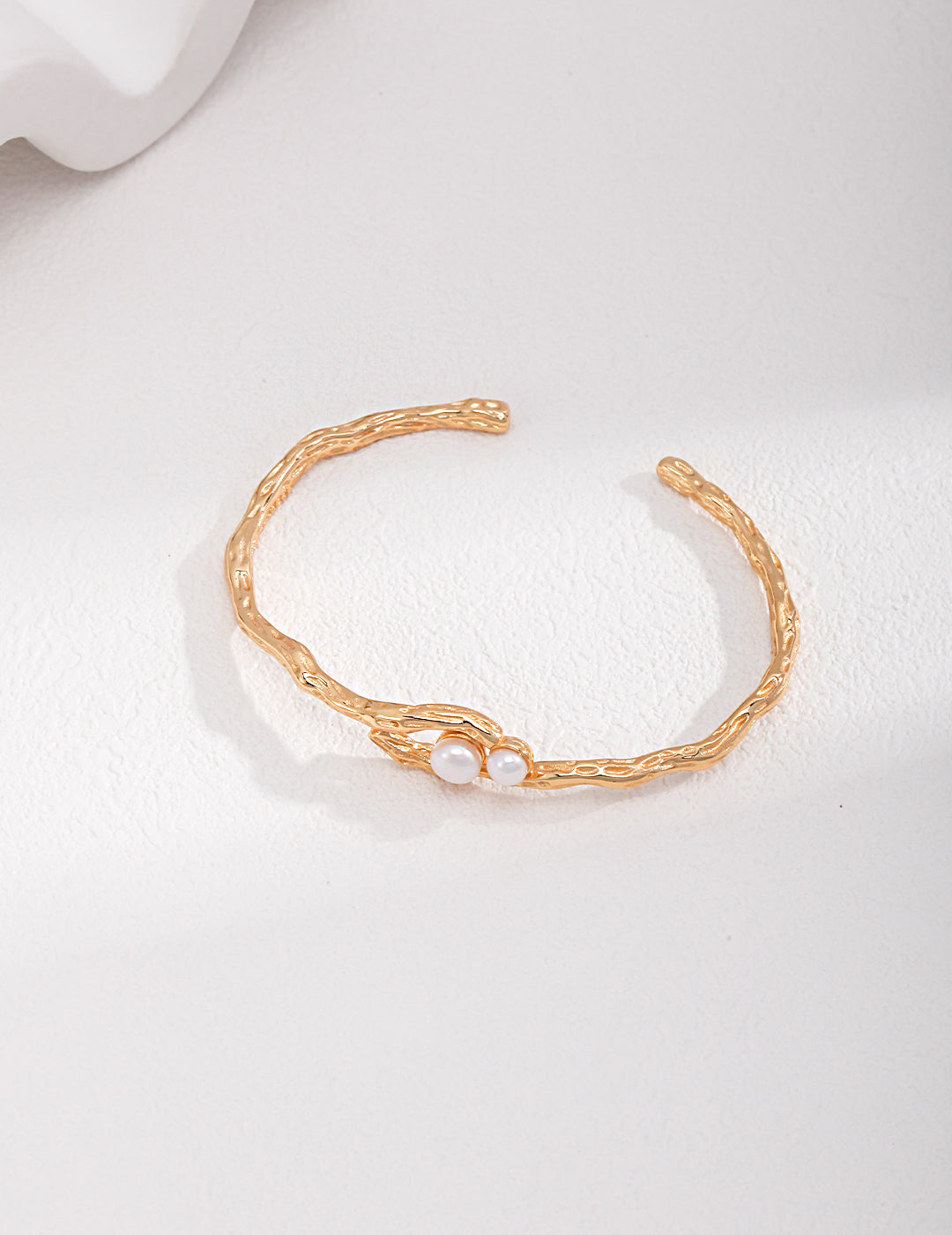 925 Sterling Silver Natural Pearl Bangle - Silver