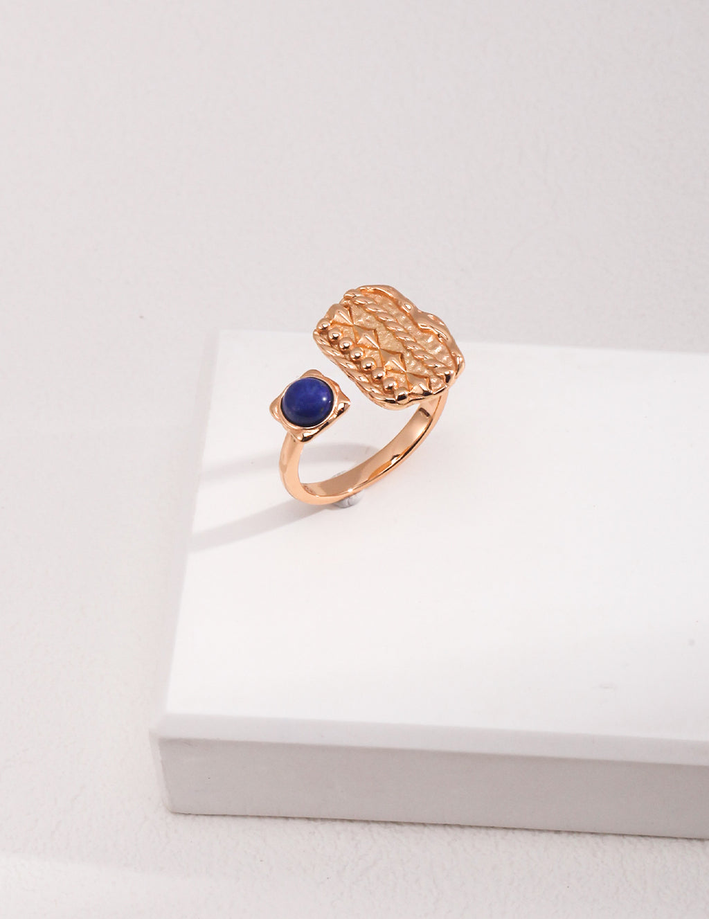 925 Sterling Silver Natural Lapis Lazuli Ring - Silver
