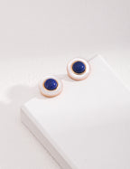 925 Sterling Silver Lapis Lazuli and 白母贝 Earrings - Silver