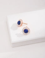 925 Sterling Silver Lapis Lazuli and 白母贝 Earrings - Silver