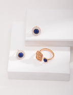 925 Sterling Silver Lapis Lazuli and 白母贝 Earrings - Silver