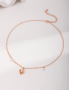 925 Sterling Silver Natural Pearl and Mother of Pearl Necklace - Silver