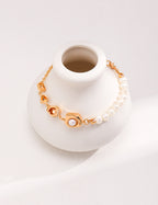 925 Sterling Silver Natural Pearl Bracelet - Silver