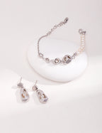 925 Sterling Silver Natural Pearl Bracelet - Silver