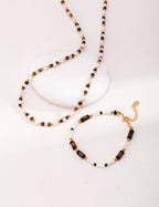 925 Sterling Silver Pearl, Mother of Pearl and Tiger’s Eye Necklace