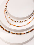 925 Sterling Silver Pearl, Mother of Pearl and Tiger’s Eye Necklace