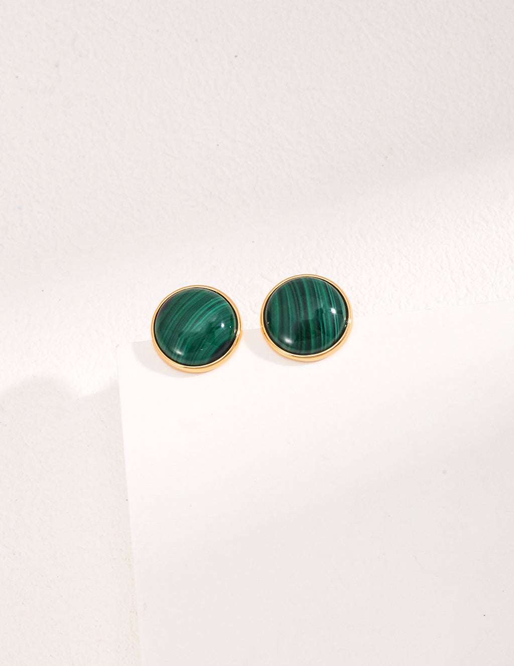 925 Sterling Silver Malachite Earrings - Vintage Gold