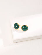 925 Sterling Silver Malachite Earrings - Vintage Gold