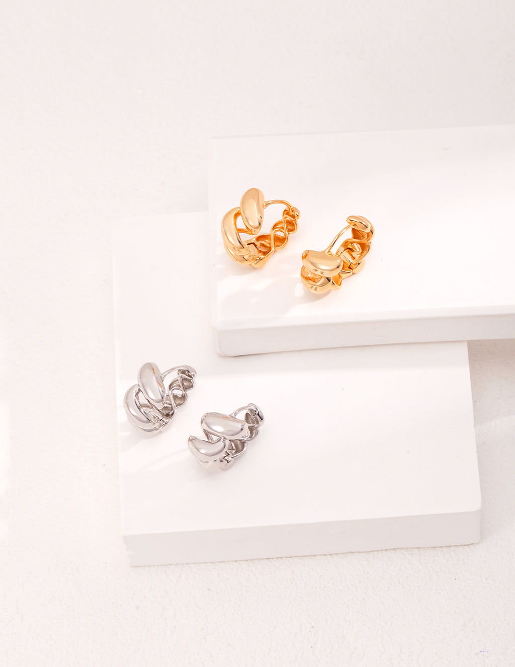 925 Sterling Silver Floral Hoop Earrings, product view 5