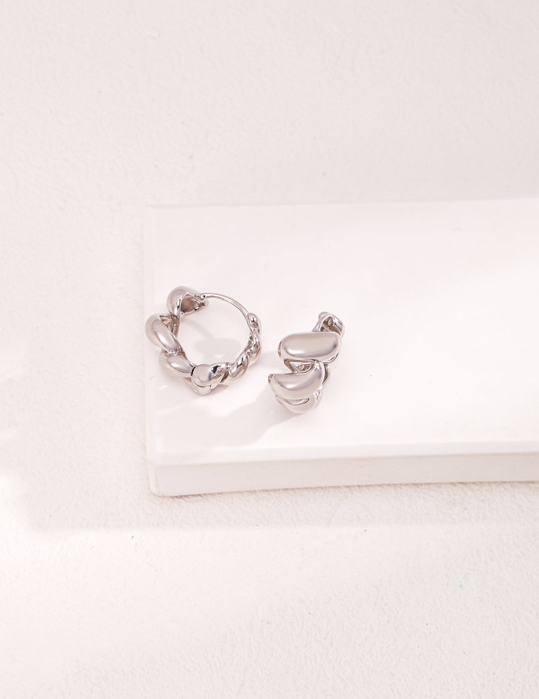 925 Sterling Silver Floral Hoop Earrings, close-up detail
