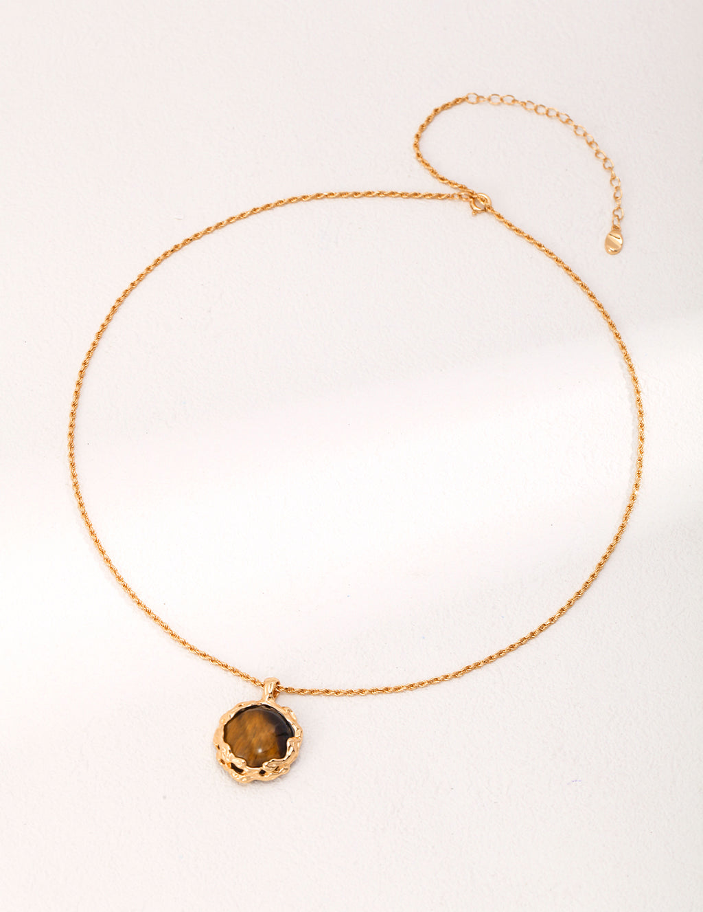925 Sterling Silver Tiger’s Eye Necklace - Vintage Gold