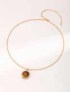 925 Sterling Silver Tiger’s Eye Necklace - Vintage Gold