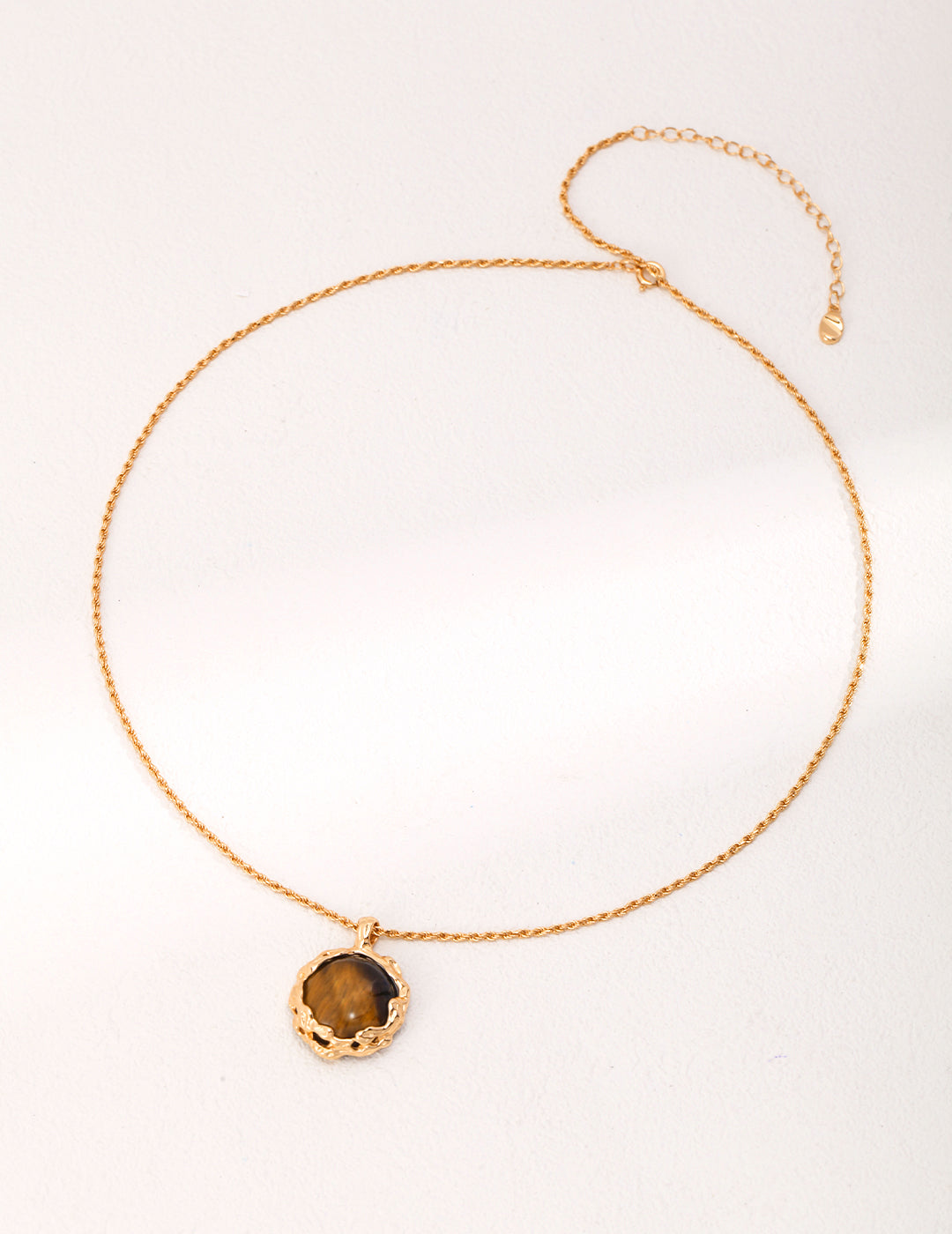 925 Sterling Silver Tiger’s Eye Necklace - Vintage Gold